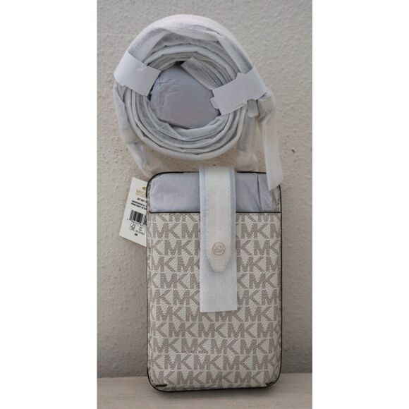 Michael Kors Women's Light Cream Logo Smartphone Crossbody Bag w/Card Holder - Picture 4 of 10